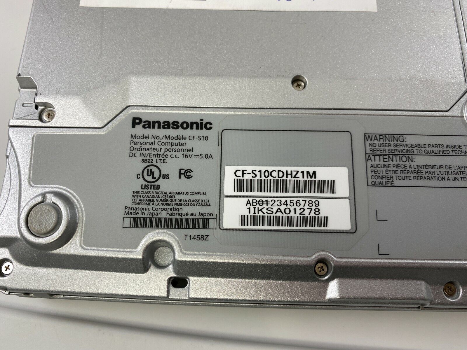 Panasonic Let's Note CF-S10 12.1in Laptop Notebook Core i5