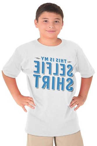 Funny Saying Selfie Social Media Pictures Youth Crewneck T Shirts Boy or Girl - Picture 6 of 8