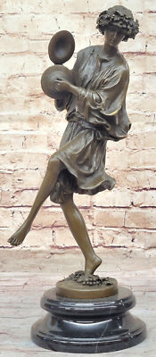 Home Office Highlight Bronze Sculpture by Milo Young Girl with Cymbal Decorative
