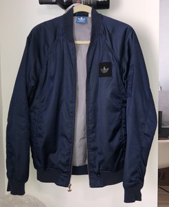 Super Rare Adidas Bomber Satin Jacket Letterman Navy Blue ...