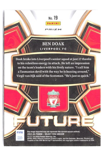 Ben Doak 2023-24 Panini Select FIFA #19 Silver Prizm Future RC Liverpool - Picture 2 of 2