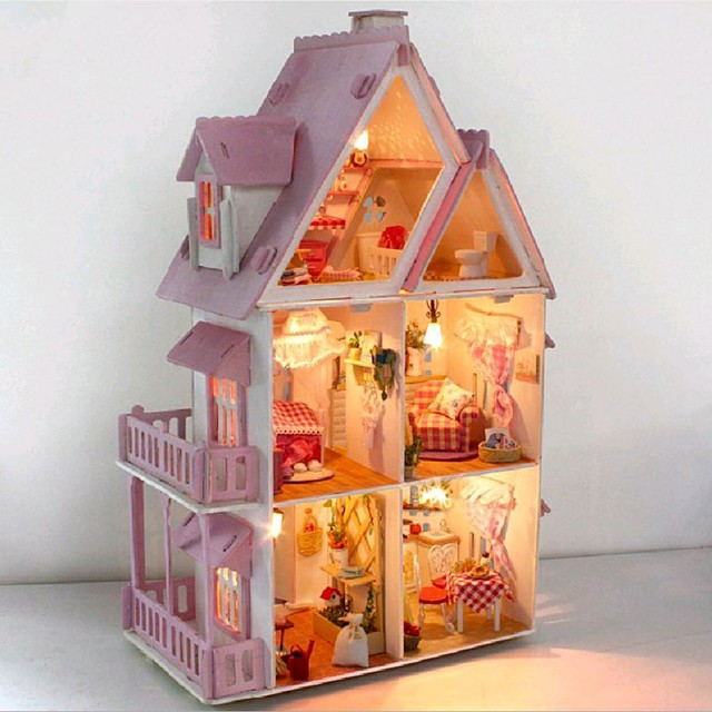 DIY Handcraft Miniature Project Kit Wooden Dolls House My Pink Little