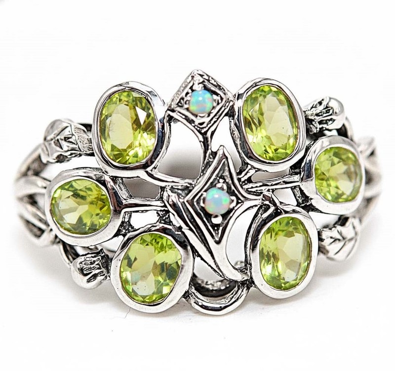 1CT  Peridot 925 Sterling Silver Filigree Ring Sz 8 PC9-3