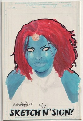 MARVEL SKETCH N SIGN SIGNED TALENT CALDWELL REMARKED MYSTIQUE JAY COMPANY COA B