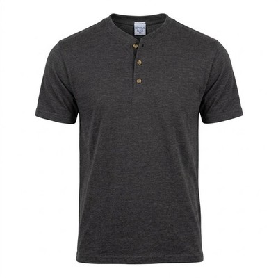 Men's Short Sleeve T-Shirt Henley Regular Fit Causal Cotton Lightweight Active