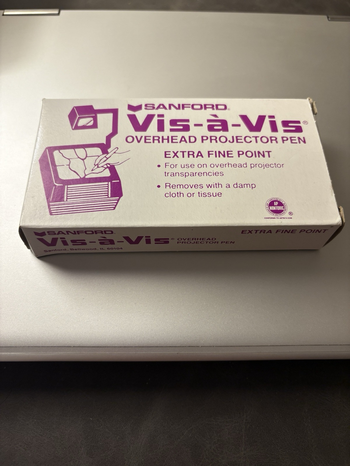 Vintage Sanford Vis-a-Vis Extra Fine Waterbase Set Of 12 Pens In Black Ink.
