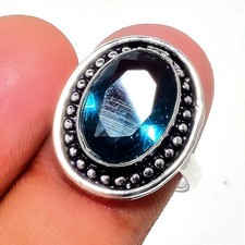 London Blue Topaz Gemstone Handmade 925 Sterling Silver All Size Ring For Gift
