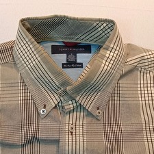 Tommy Hilfiger 80's Two-Ply Cotton Mens Long Sleeve Button-Down Shirts, Medium