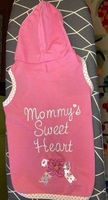 Smoochie Pooch Pink Dog Hoodie Mommy s Sweet Heart Size XL Flower Ribbon Emb.