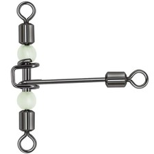 30Pcs 3 Way Swivels Fishing Swivel Cross Line Tackle T-Shape with Luminous Beads
