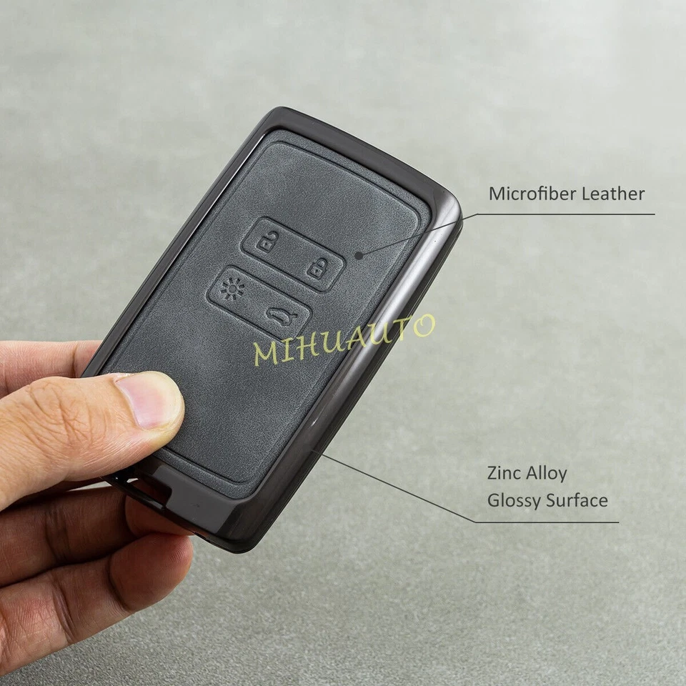 For Renault Kadjar Clio Espace Megane Arkana Metal Leather Car Key Case Keychain — 第 4/4 张图片