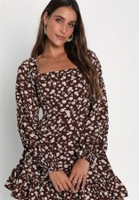 NWT lulus Coy Charm Long Sleeve Mini Dress