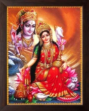 Lord Vishnu with Goddess Lakshmi Wall Decor Painting Frame
