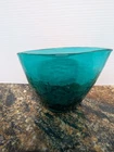Vintage BLENKO Glass Sea Green Crackle Vase
