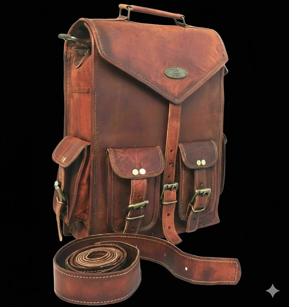 Alfa Leather Backpack Bag Rucksack Vintage Real Brown Travel New Men's Laptop