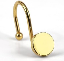 Brass Gold Shower Curtain Hooks: Round Button Design Heavy Metal Shower Curta...