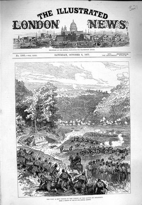 Alter antiker Druck 1877 Kriegstal Schlacht Sinankeui Kizil-Tepe Kaceljevo 19.