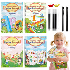 Large Magic Grooved Writing Practice Books for Kids, Reusable Handwriting Workbo