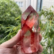 0.7LB 4.5" Red Fire Tower Obelisk Crystal Quartz  Decor Gift Reiki Healing