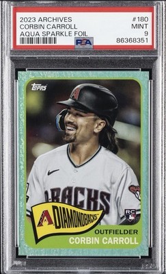2023 TOPPS ARCHIVES AQUA SPARKLE FOIL #180 CORBIN CARROLL ROOKIE RC 60/75 PSA 9