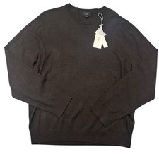 VINCE Men's Charcoal 100 Extrafine Merino Wool Crewneck Sweater L NWT