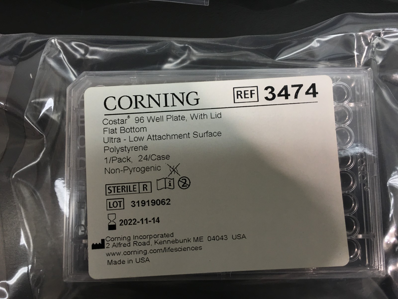 Costar REF 3474 Culture Plate w Lid 96 Well Individually Sealed Lot 3 PCS