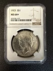 1923 Peace Dollar .900 Fine Silver $1 Dollar Coin - NGC Graded MS 64