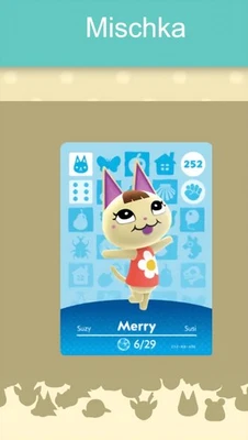 MARKENLOS Animal Crossing Amiibo Nfc Karte weiß #252 Mischka / Merry