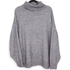 Zara Womens Gray Alpaca Blend Oversized Turtl...
