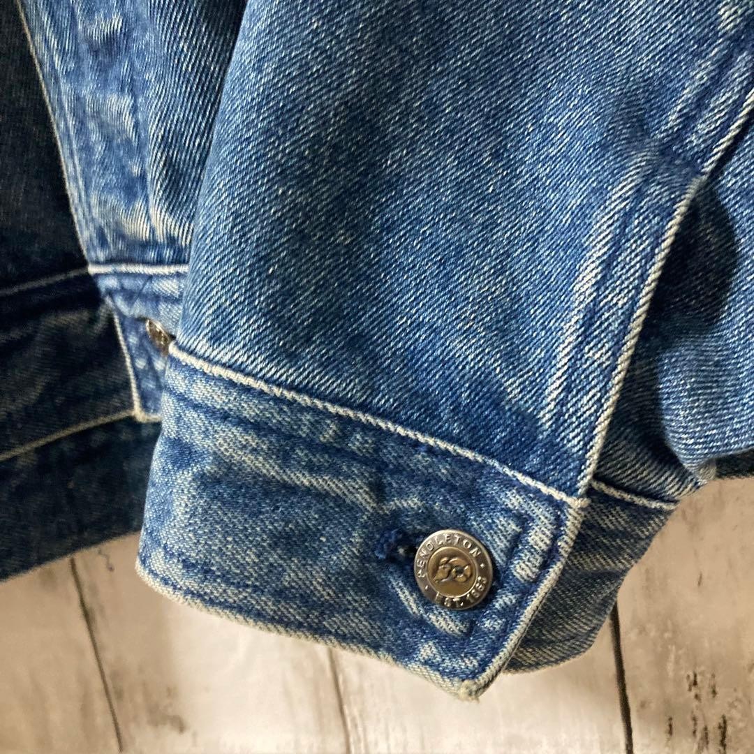 Pendleton Denim Jacket Native Pattern L 90s Vinta… - image 8