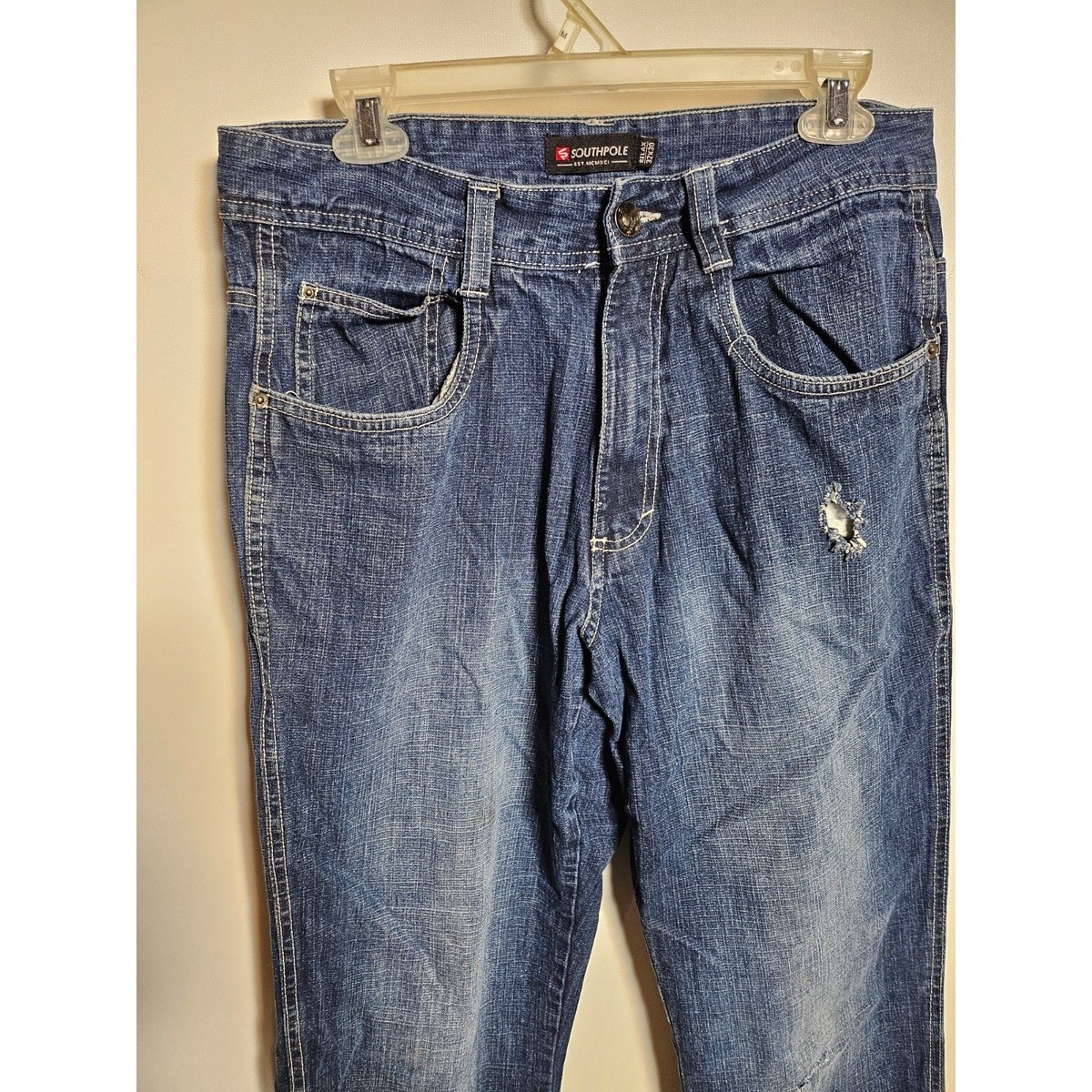 Vintage Southpole Men's Blue Distressed Relaxed Fit Denim Jeans 32x30 CL01 View 5