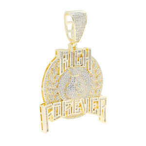 Authentic 5AAA+ CZ Ice Out Hop Hip Bling Rich Forever Pendant Chain 14k Real Gold Plated