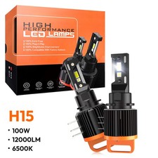 Paar H15 Tagfahrlicht Fernlicht Auto Wei LED Scheinwerfer Xenon 12000LM Halogen