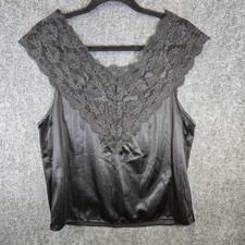 Vtg Black Camisole Tank Top Lace Trim L Whimsigoth Dark Fairy Lingerie Outerwear