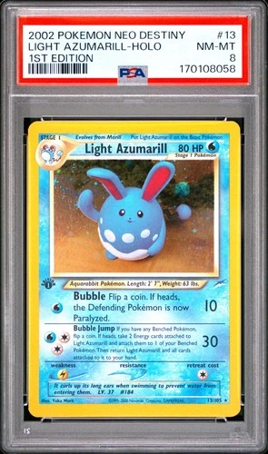 2002 POKEMON NEO DESTINY #13 LIGHT AZUMARILL-HOLO 1ST EDITION PSA 8
