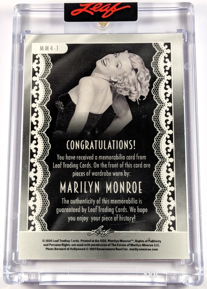 2024 Leaf Marilyn Monroe Icons Collection Quad Wardrobe Memorabilia Relic # /3 - Image 2 of 2