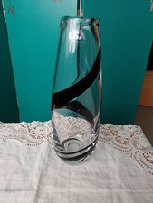 LSA International Handblown Glass Vase Clear & Black Swirl (Jazz)