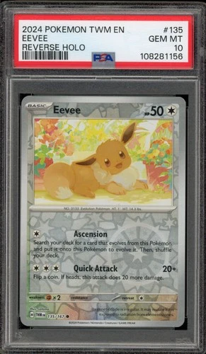 Pokemon Eevee Twilight Masquerade Reverse Holo #135 PSA 10 Gem Mint