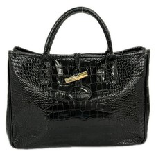 LONGCHAMP Rozo - Black Leather Tote Bag