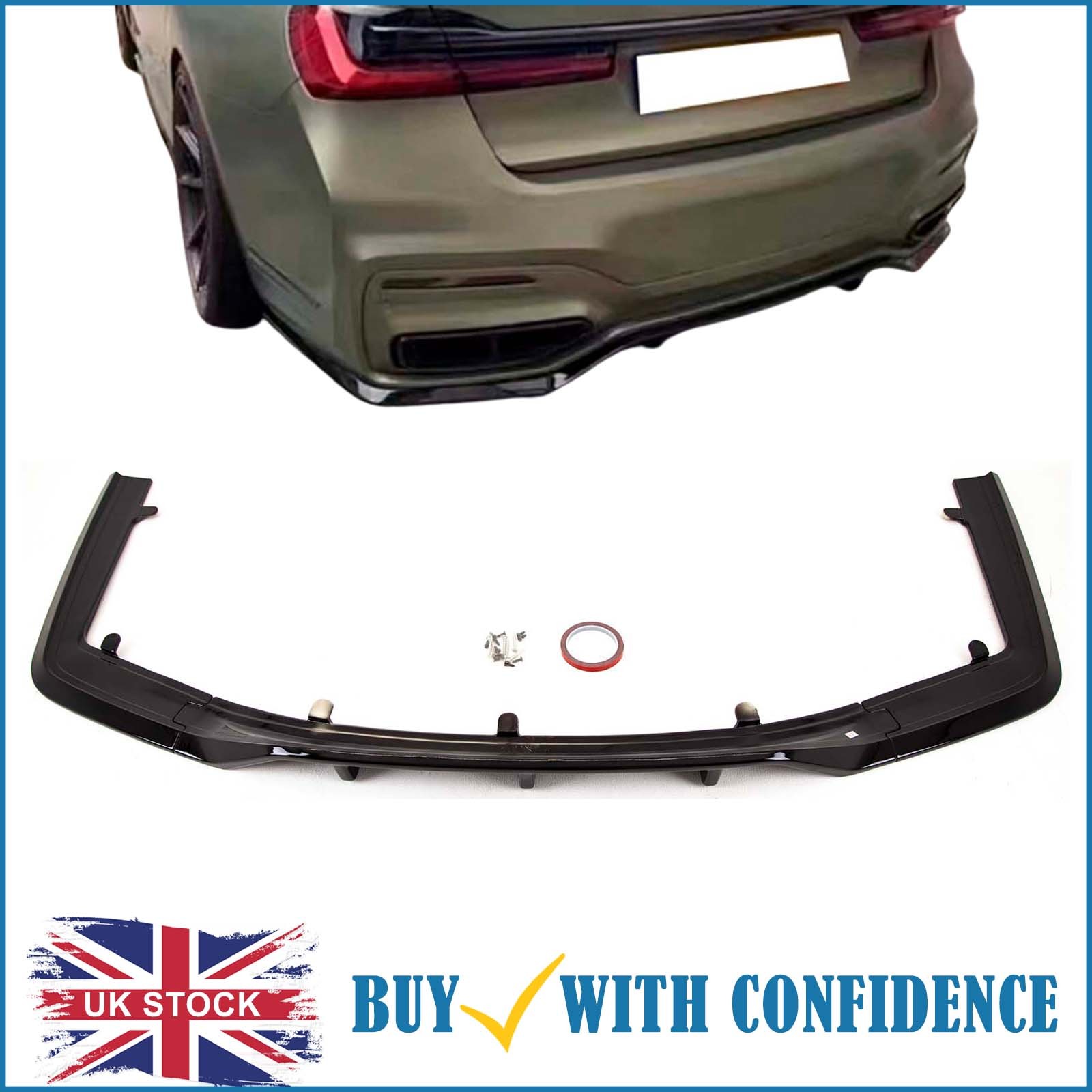 Fits BMW 7 Series G11 G12 2019-2022 Rear Bumper Diffuser Gloss - Image 2