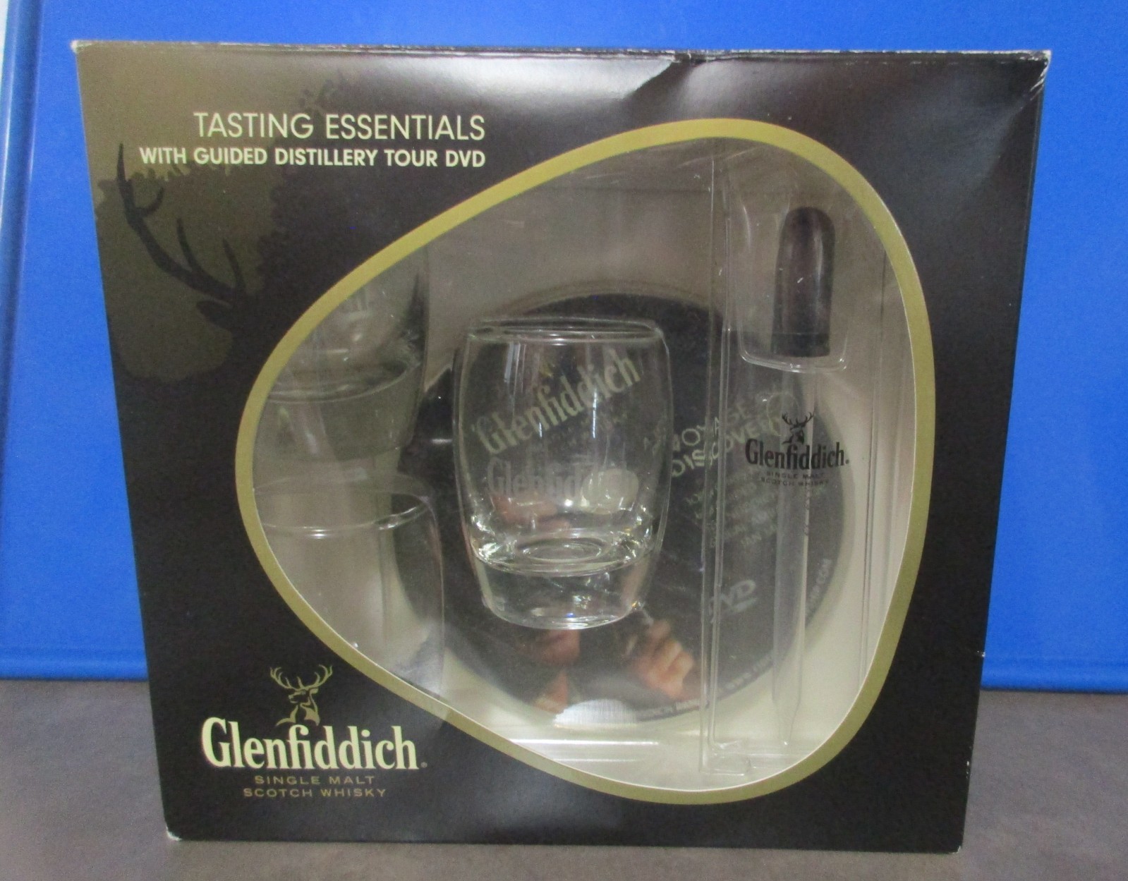 Glenfiddich Scotch Whisky Tasting Essentials Set w/ 3 Glasses Dropper DVD - IOB-image