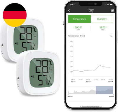 Brifit Thermometer Hygrometer, 2 Stück Bluetooth Thermo-Hygrometer Mit Smart App