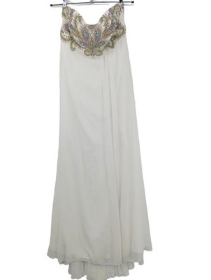 FOREVER UNIQUE Ballkleid Damen Kleid Gr. DE 40 weiß Glitzer-Optik