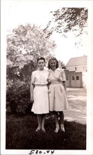 Vintage 1944 Snapshot Photo Two Women Friends Outdoor May 30 WW2 Era Original