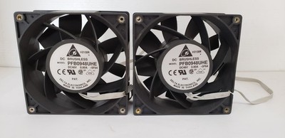 DELTA ELECTRONICS PFB0948UHE DC AXIAL FAN, 48VDC 0.80A, 92x92x38mm (LOT OF 2)