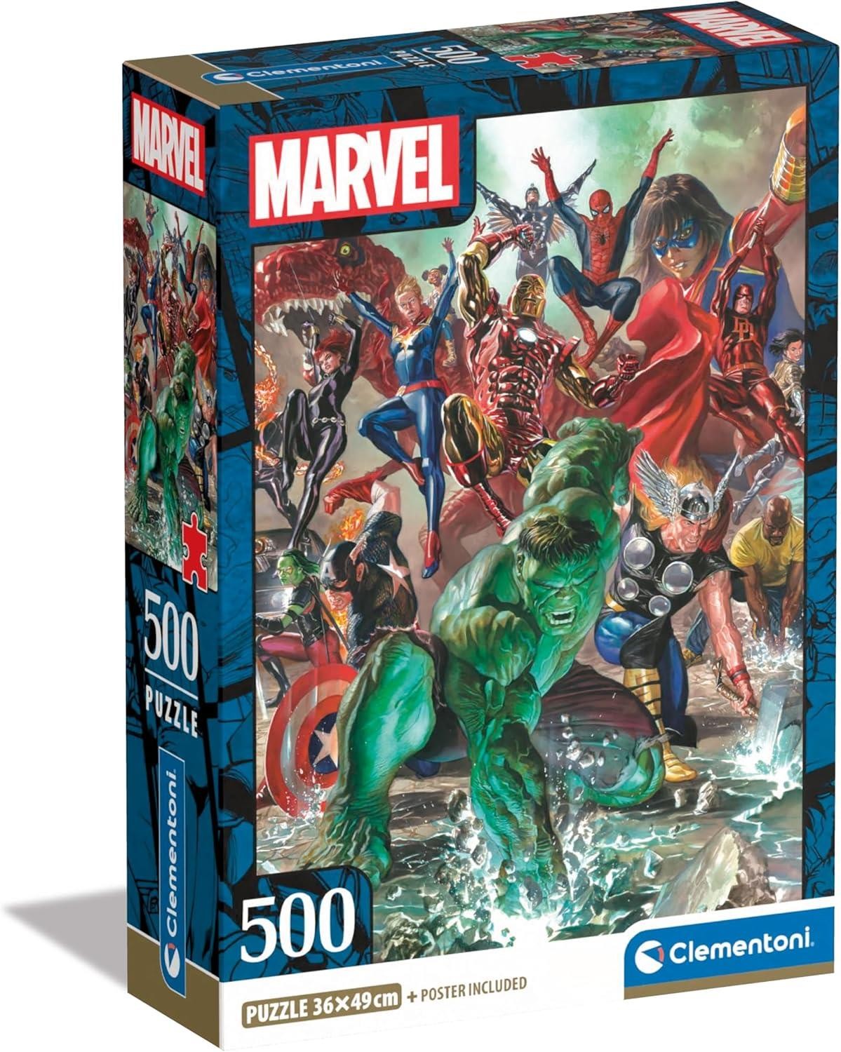 Marvel Avengers Puzzle Spiderman Hulk Captain America 500 Piece Jigsaw Puzzle