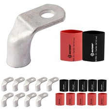 SELTERM 10pcs 2/0 AWG 5/16" Stud 90  Bent Battery Lugs Ring Terminal Connect...