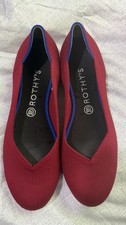 Rothy's Women's Wine Red Pointed Knit Flats with Blue Trim Rothy's