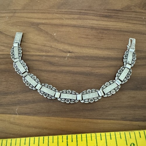6/4/43 Forget Me Not Flowers Bracelet Sterling Links 6.75" Congratulations