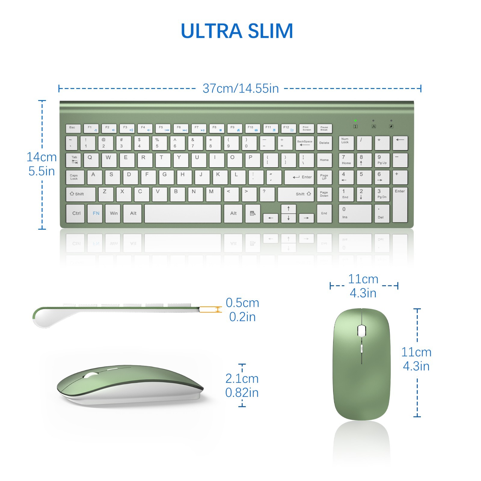 Ultra Slim Wireless Keyboard and Mouse Combo, Silent Compact Keyboard Mouse Set